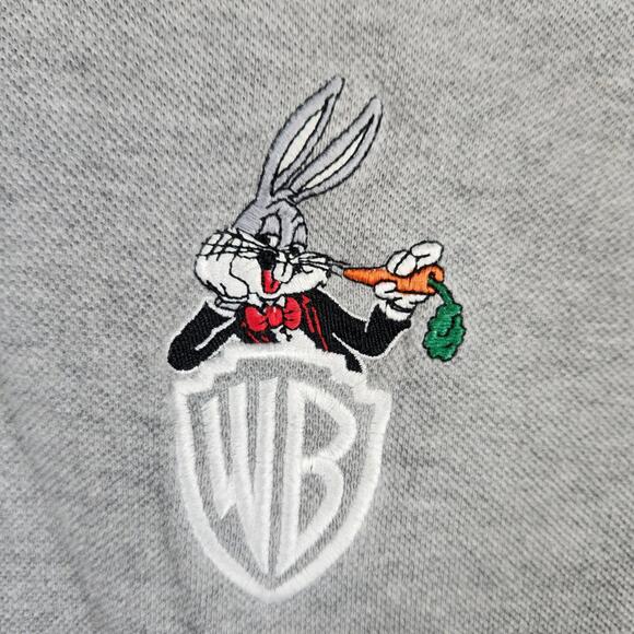 Warner Brothers Vintage 1994 Short Sleeve Polo Shirt Gray Size 2XL Embroidered‎ - Picture 3 of 11